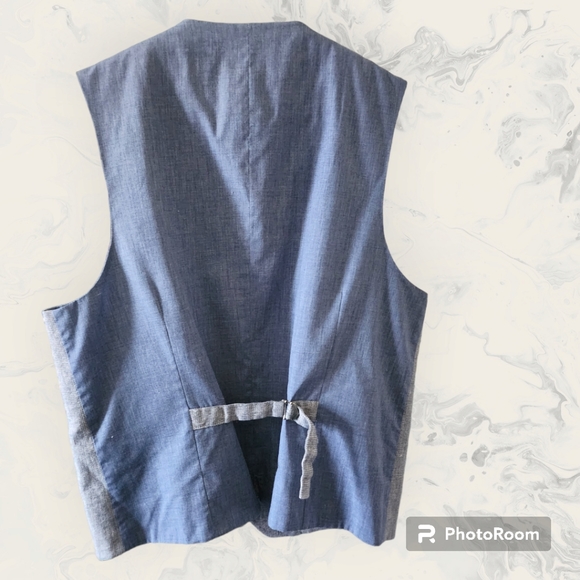 🆕️ Joseph Abboud Linen Blend Vest / Waistcoat Chambray Back Size M NWT - Picture 2 of 10